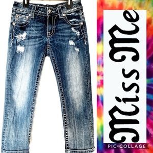 Miss Me Distressed Rhinestone Capris